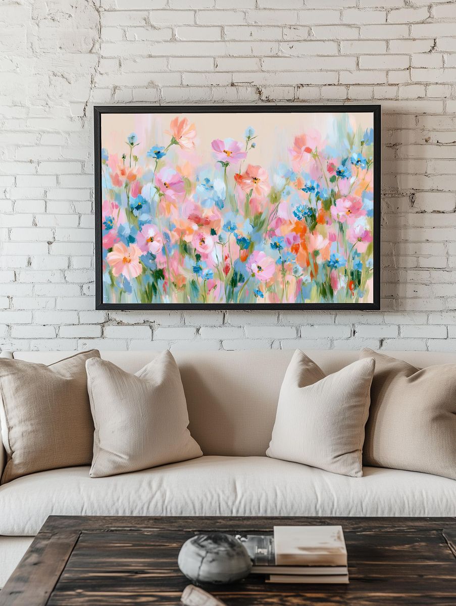 Pastel Wildflower Meadow Print. — room view 1