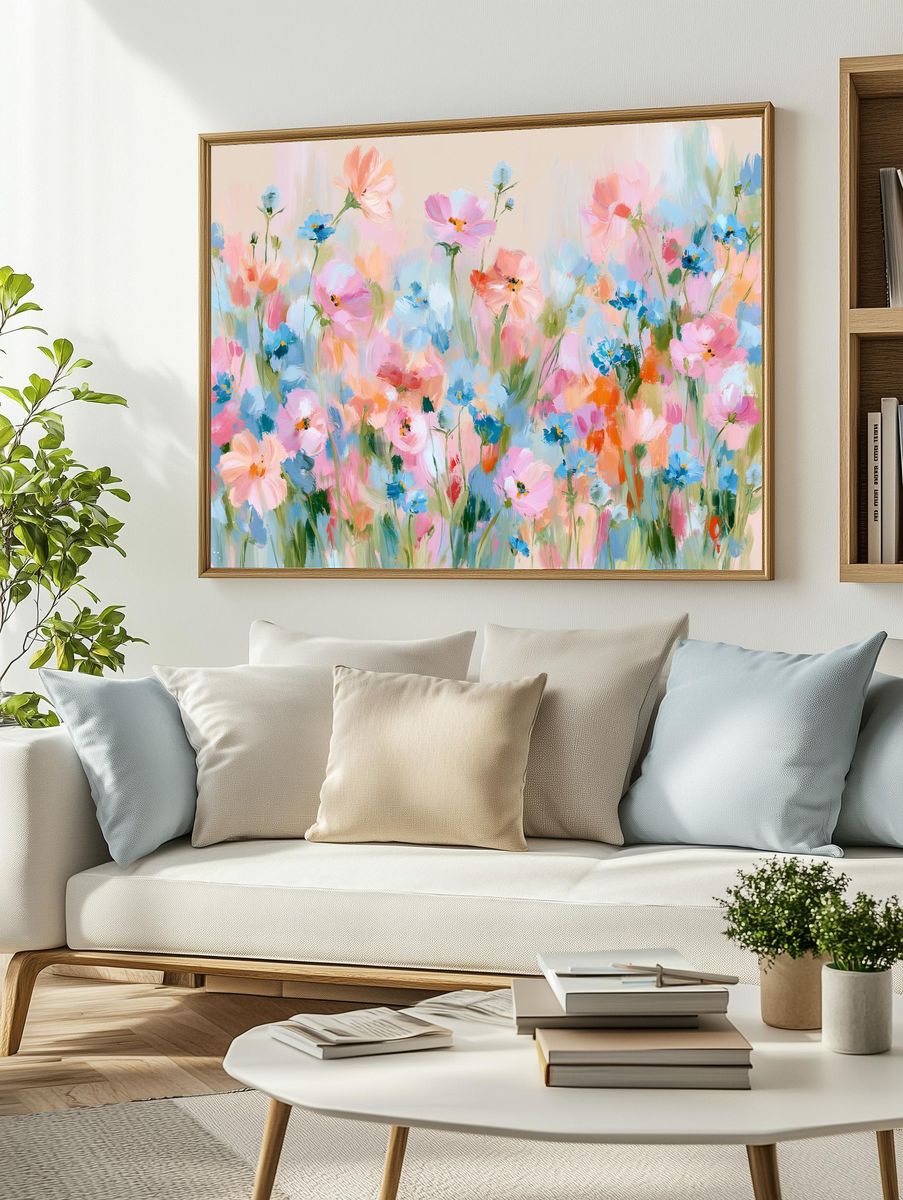 Pastel Wildflower Meadow Print. — room view 2