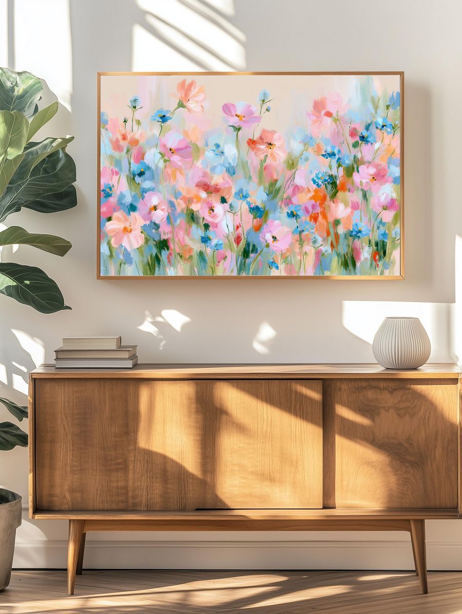 Pastel Wildflower Meadow Print. — room view 3