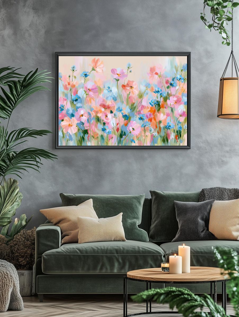 Pastel Wildflower Meadow Print. — room view 4