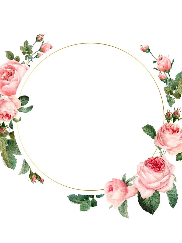 Blank round pink roses frame. poster detail