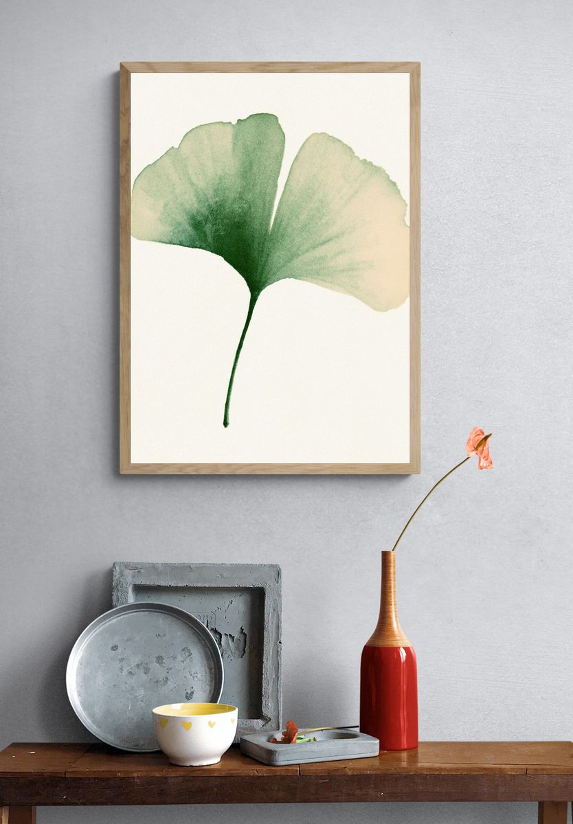 Ginkgo Leaf Watercolor Print. — room view 3