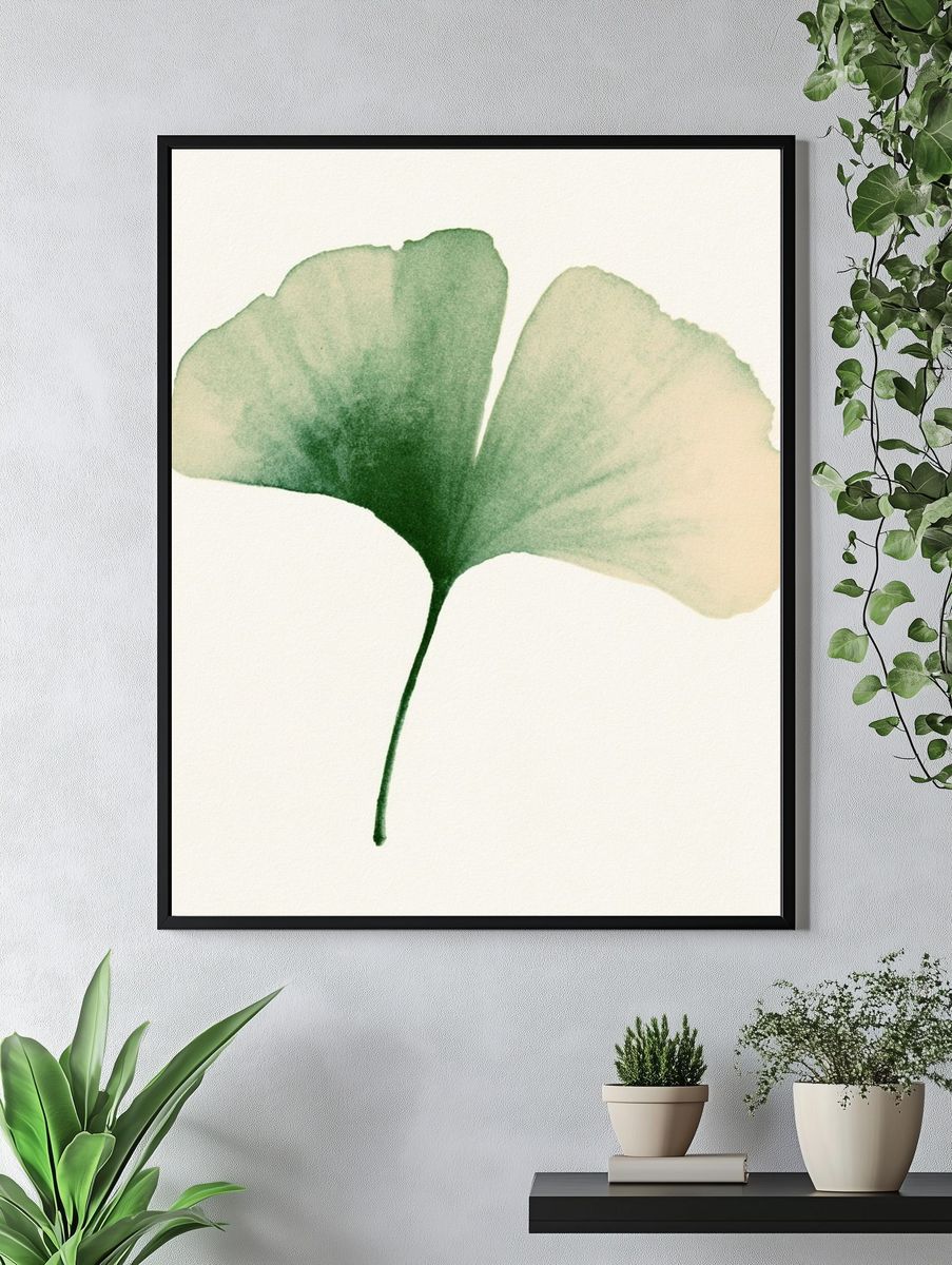Ginkgo Leaf Watercolor Print. — room view 4