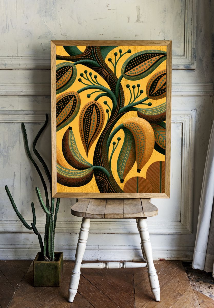Tropical Leaf Pattern Print. — room view 1