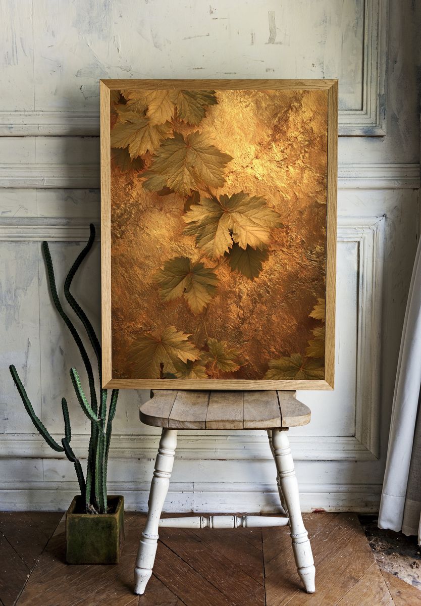 Golden Maple Leaves Botanical Print. — room view 1