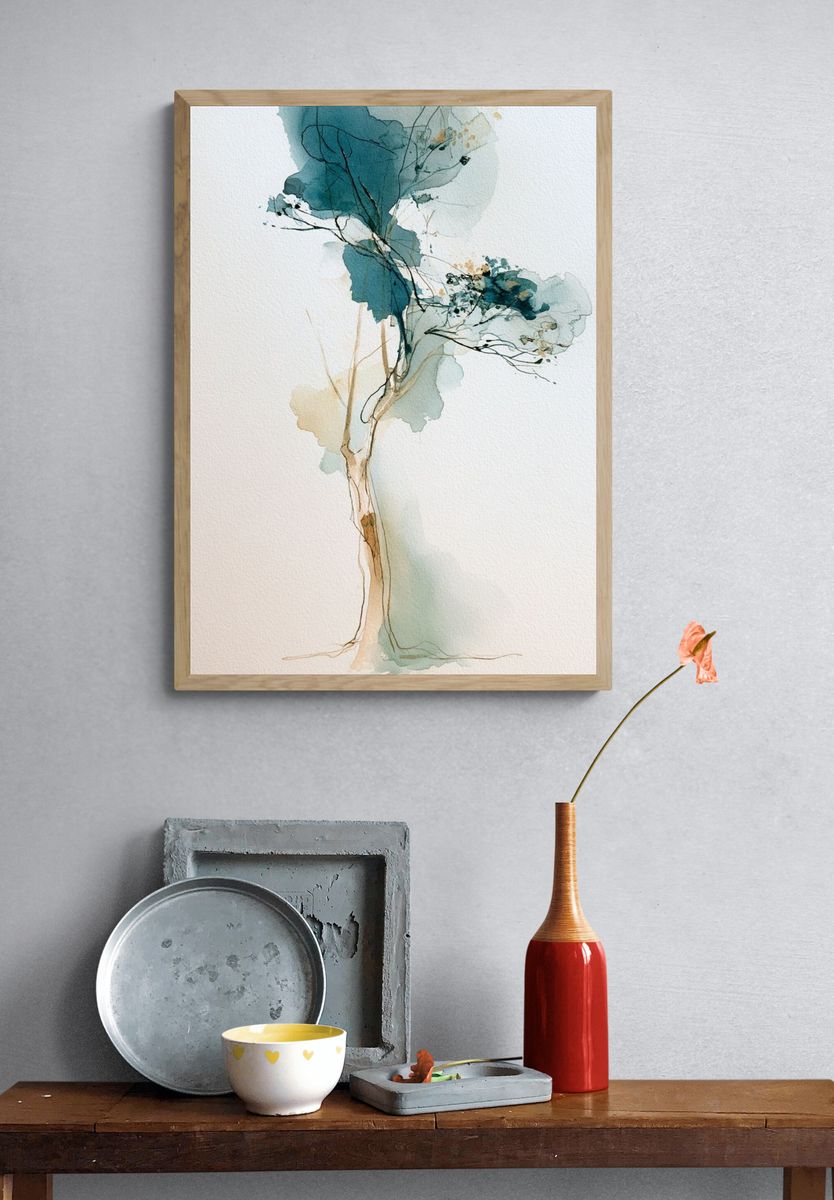 Abstract Tree Watercolor Print. — room view 3