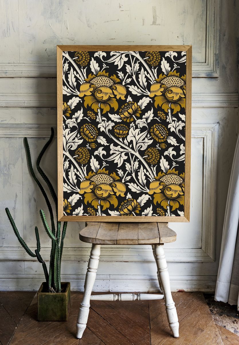 Vintage floral ornament seamless pattern. — room view 1