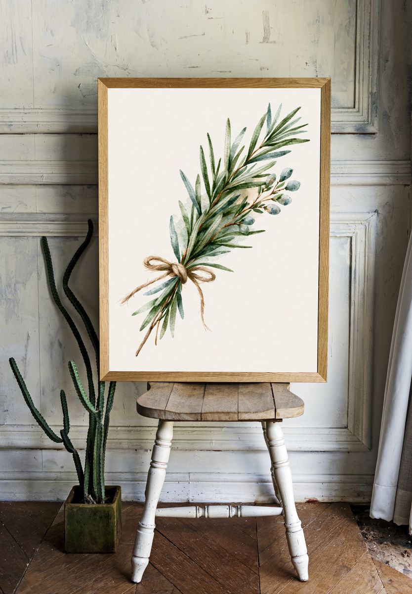 Eucalyptus Botanical Watercolor Poster. room preview