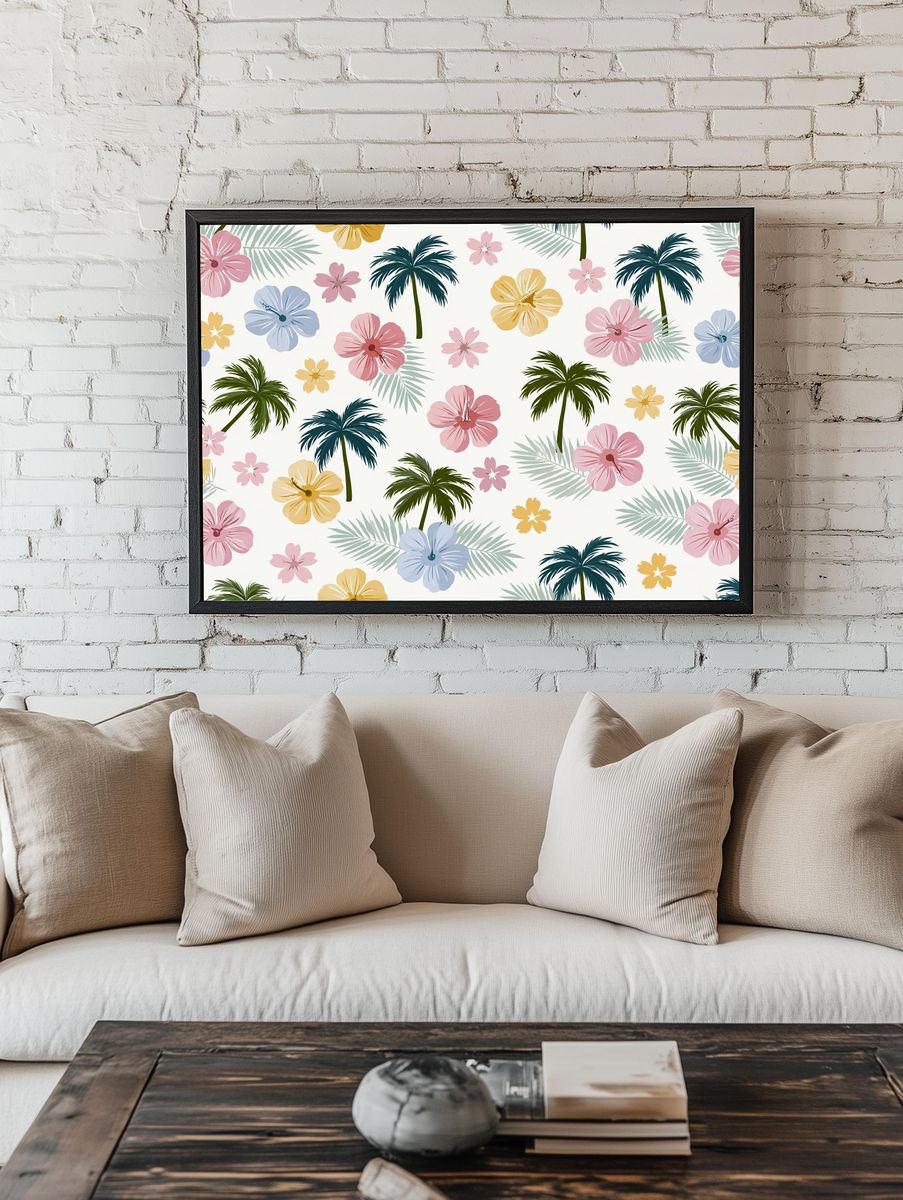 Tropical Floral Pattern Print. — room view 1