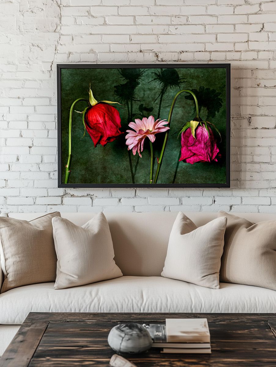 Wilted Flowers Botanical Print. — room view 1
