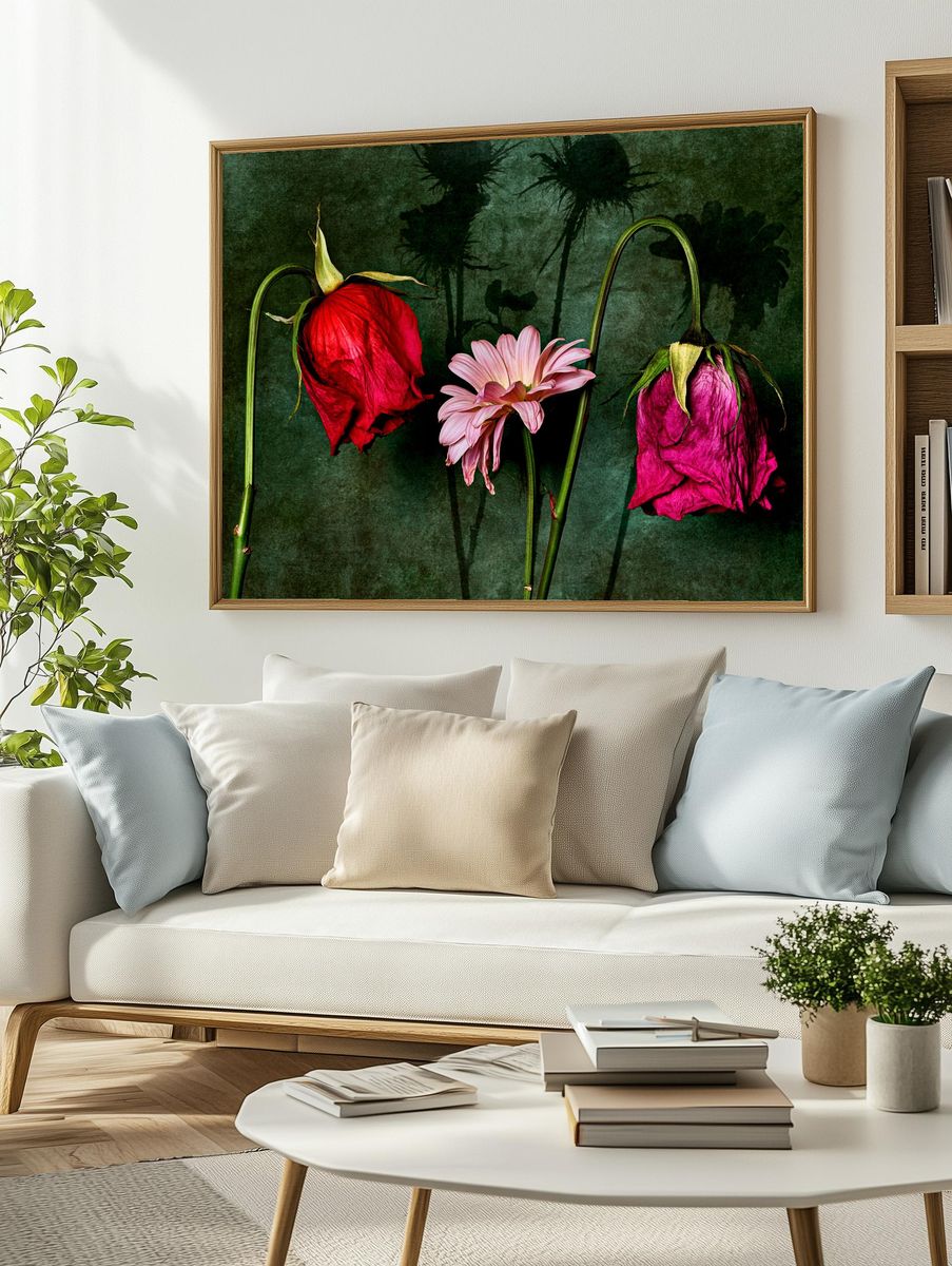 Wilted Flowers Botanical Print. — room view 2