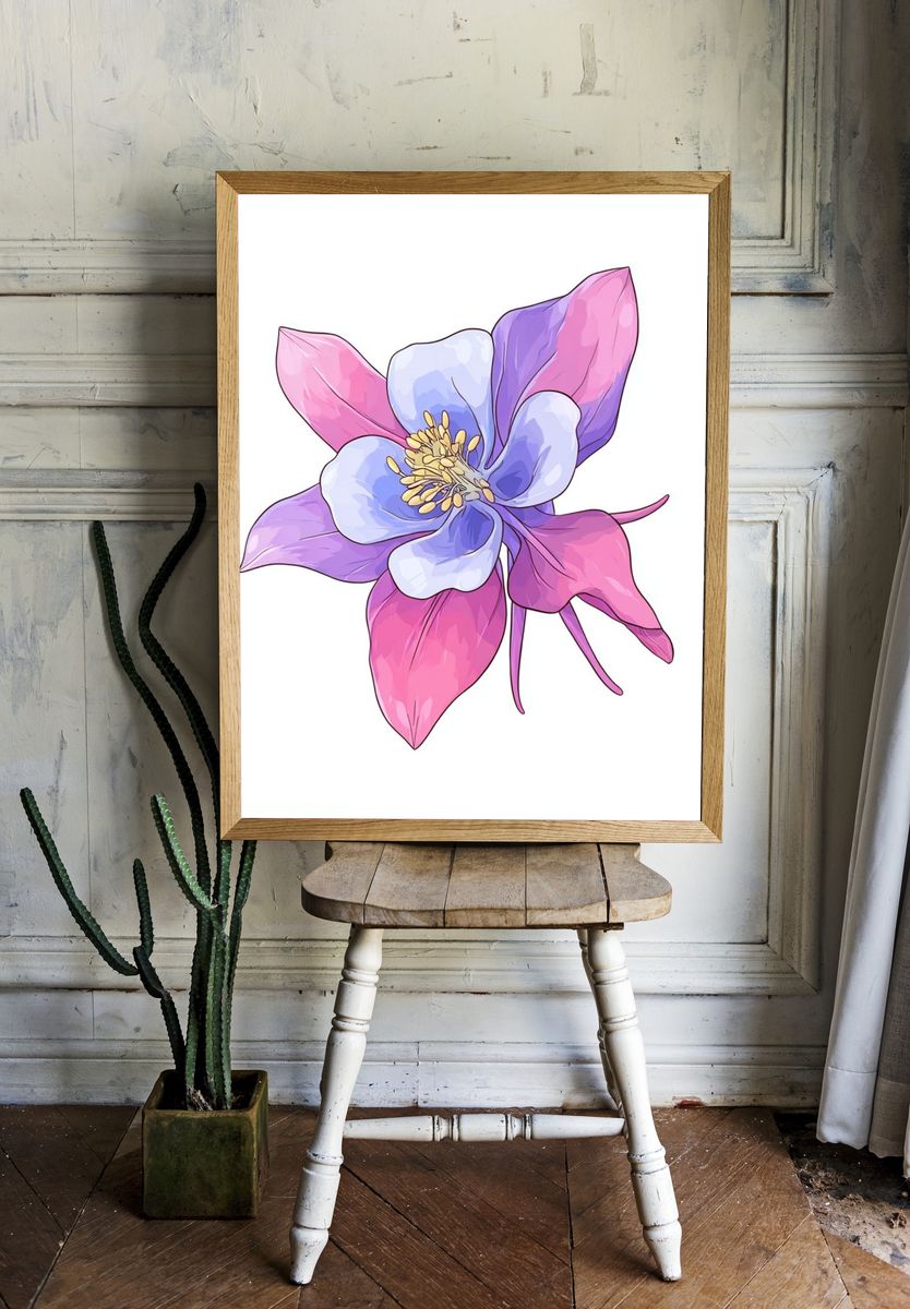 Pastel Flower Illustration Poster. room preview