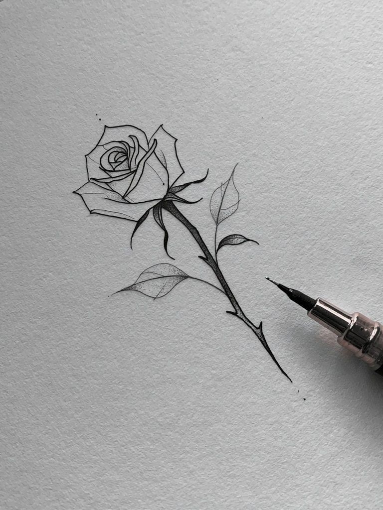 Minimal Rose Line Art Poster. poster — botanical art