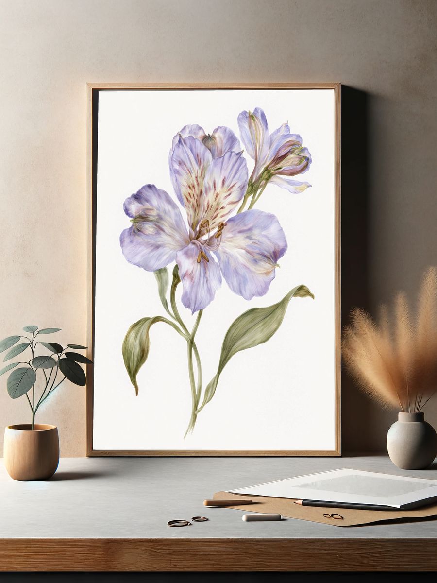 Lilac Alstroemeria Botanical Print. — room view 2