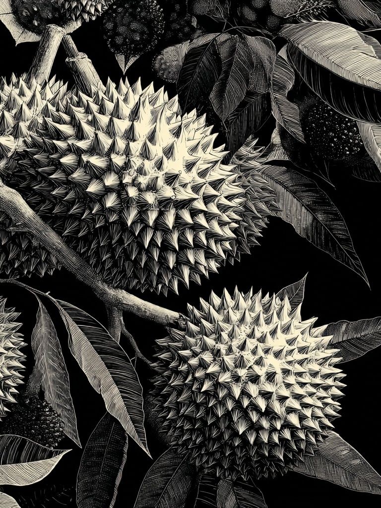 Durian Botanical Ink Poster. poster detail