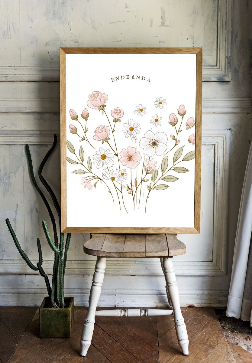 Endenda Floral Watercolor Print. — room view 1