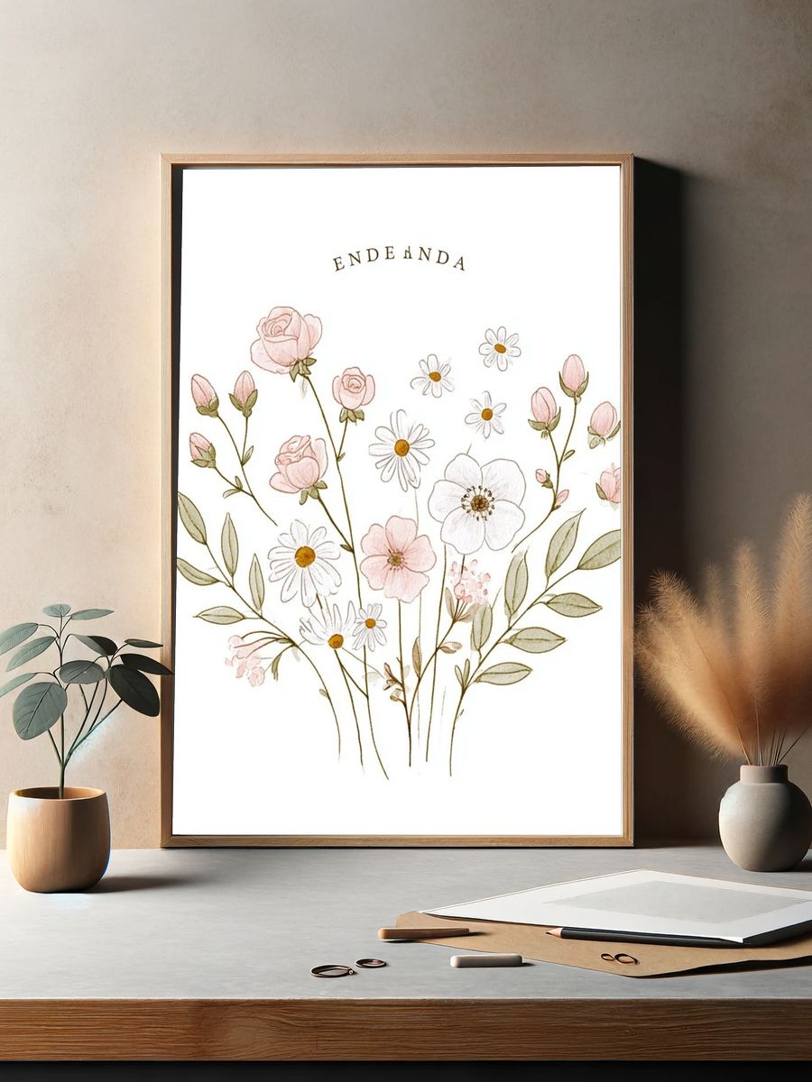 Endenda Floral Watercolor Print. — room view 2