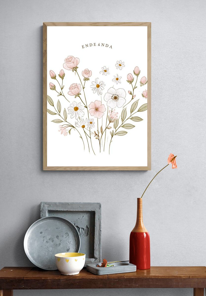 Endenda Floral Watercolor Print. — room view 3