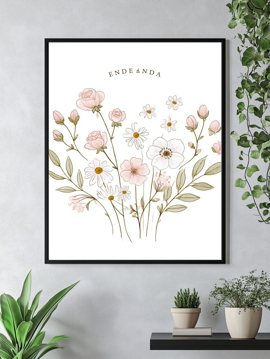 Endenda Floral Watercolor Print. — room view 4