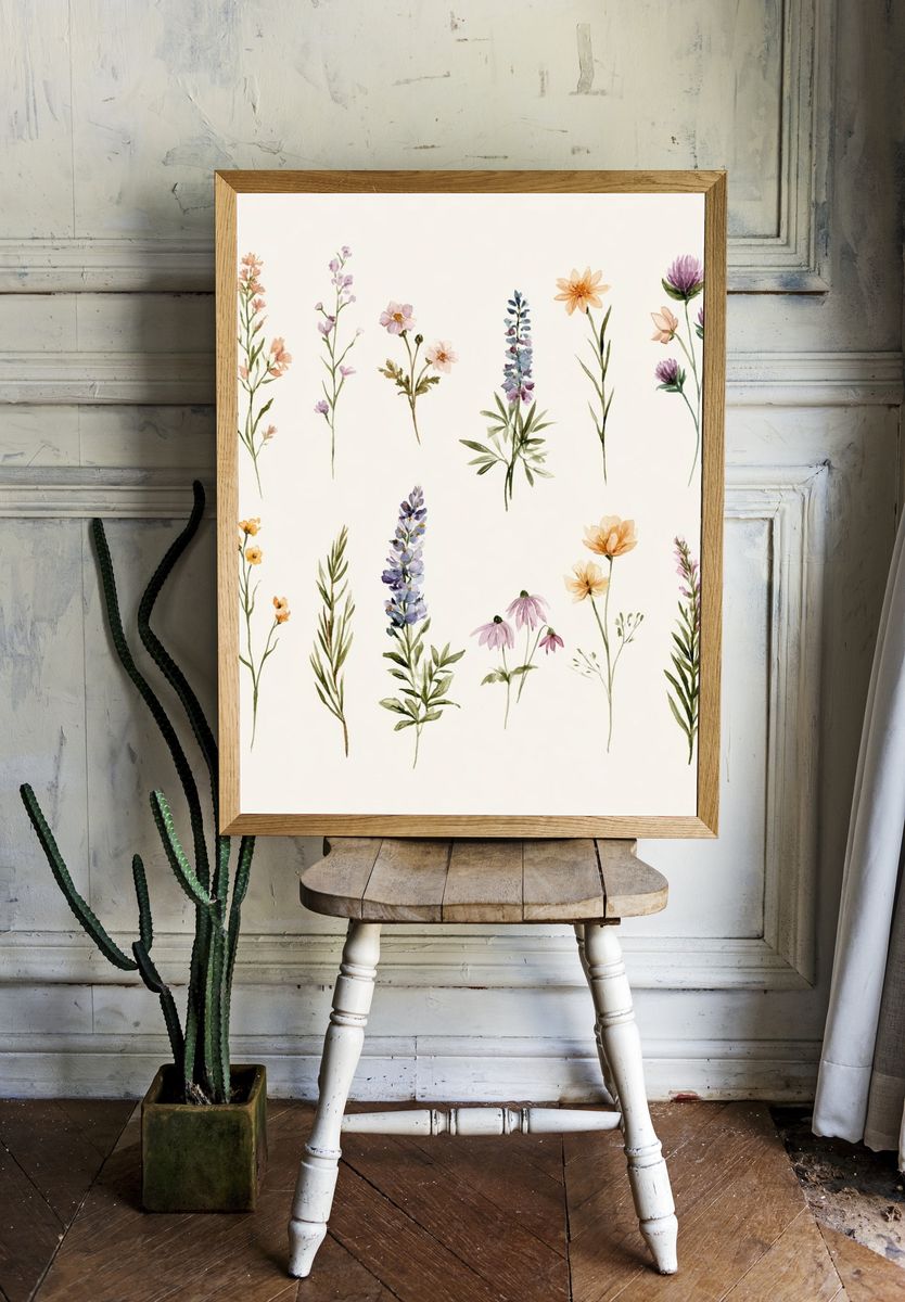 Wildflower Botanical Print. room preview