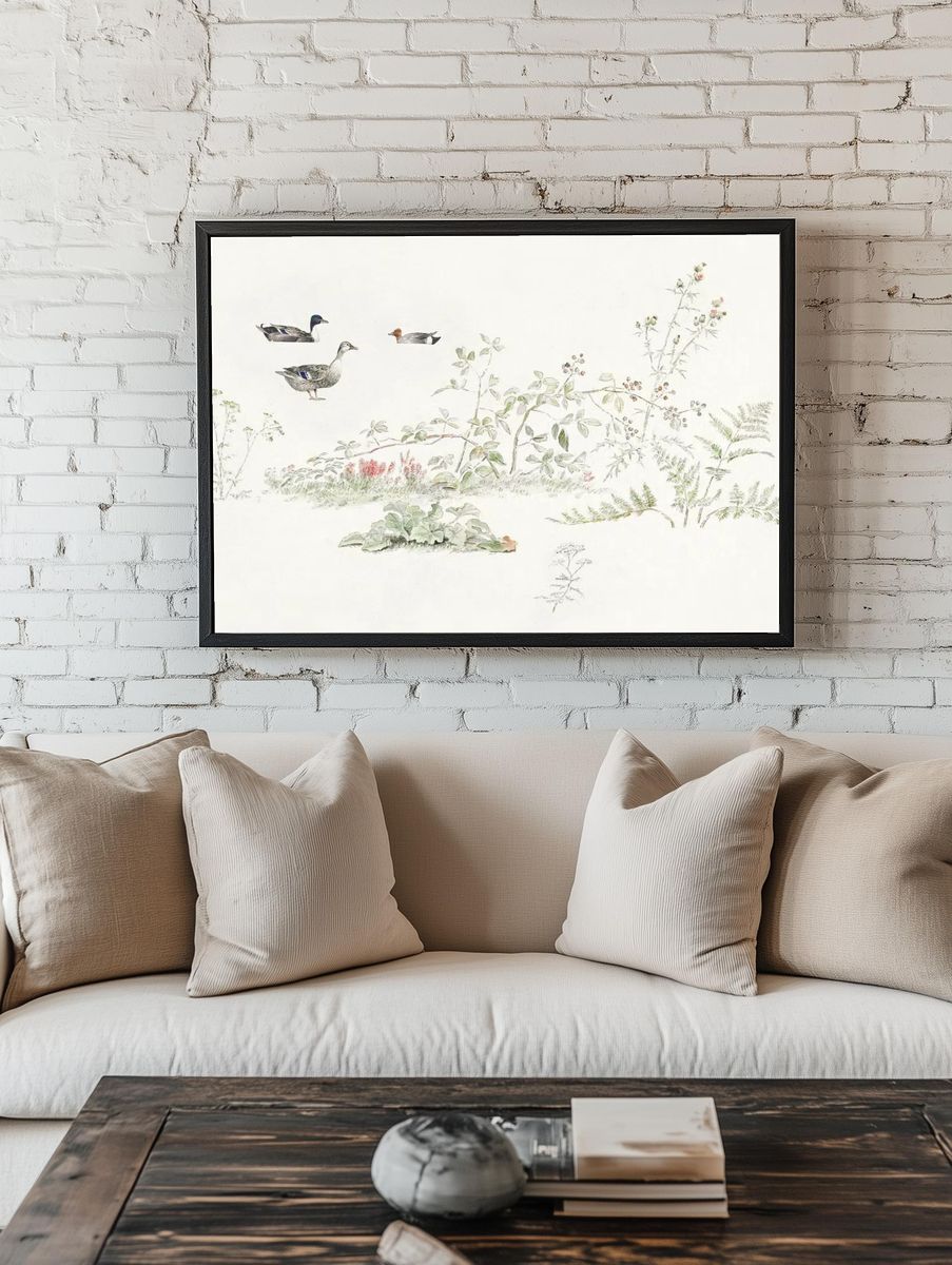 Studieblad met planten en watervogels room preview