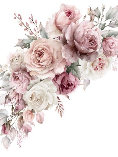 Blush Rose Bouquet Watercolor Print.