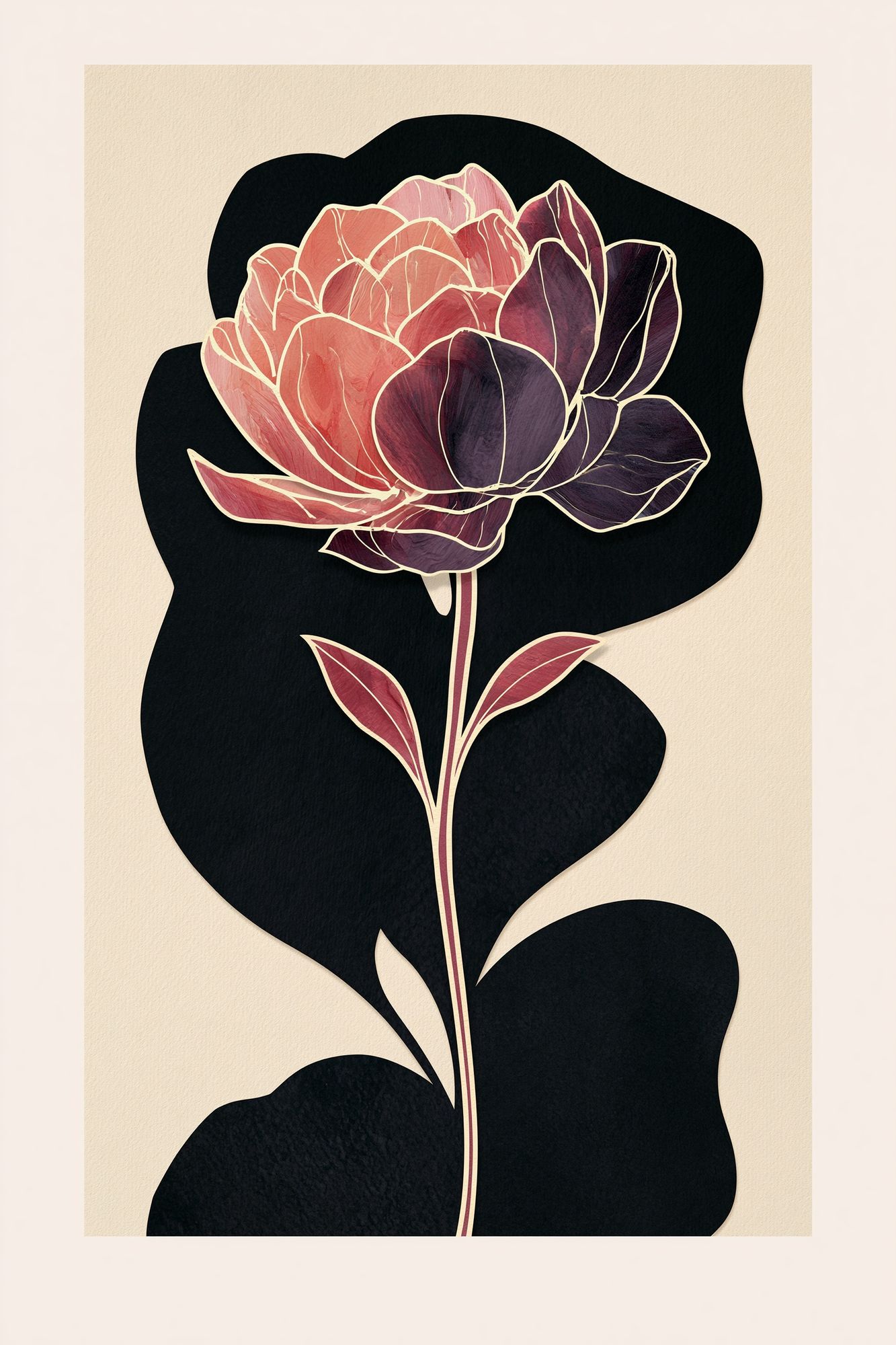 Abstract Peony Botanical Print. poster detail