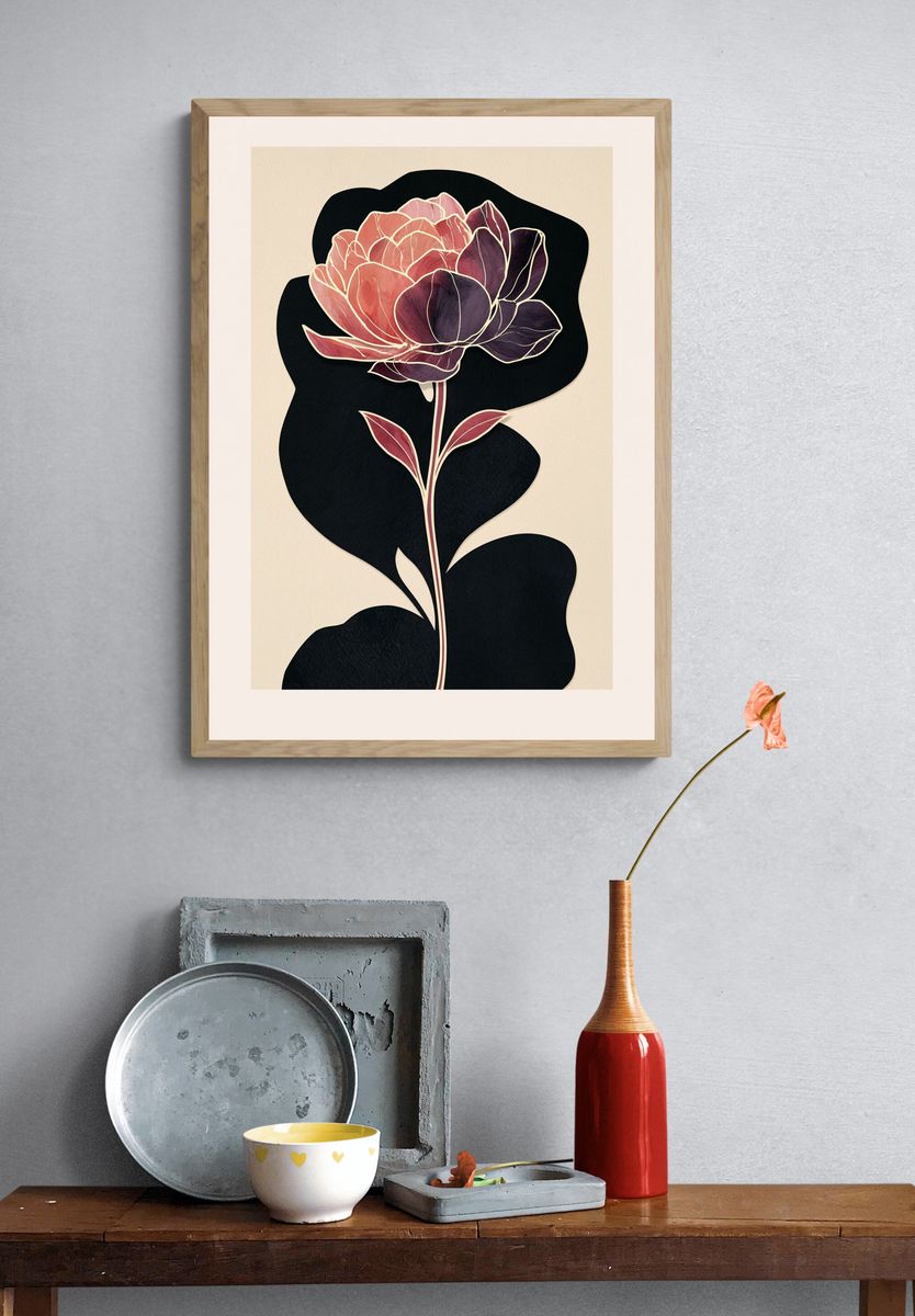 Abstract Peony Botanical Print. — room view 3