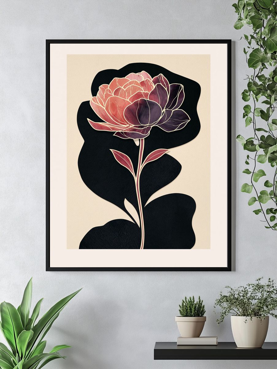 Abstract Peony Botanical Print. — room view 4