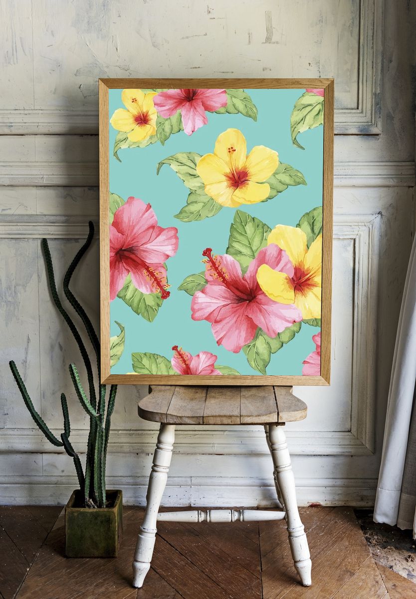 Wisteria Blossom Watercolor Poster. — room view 1