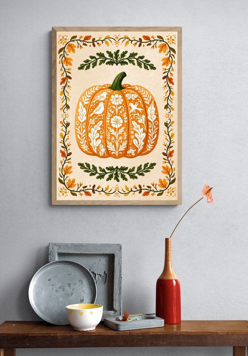 Autumn Pumpkin Botanical Print. — room view 3