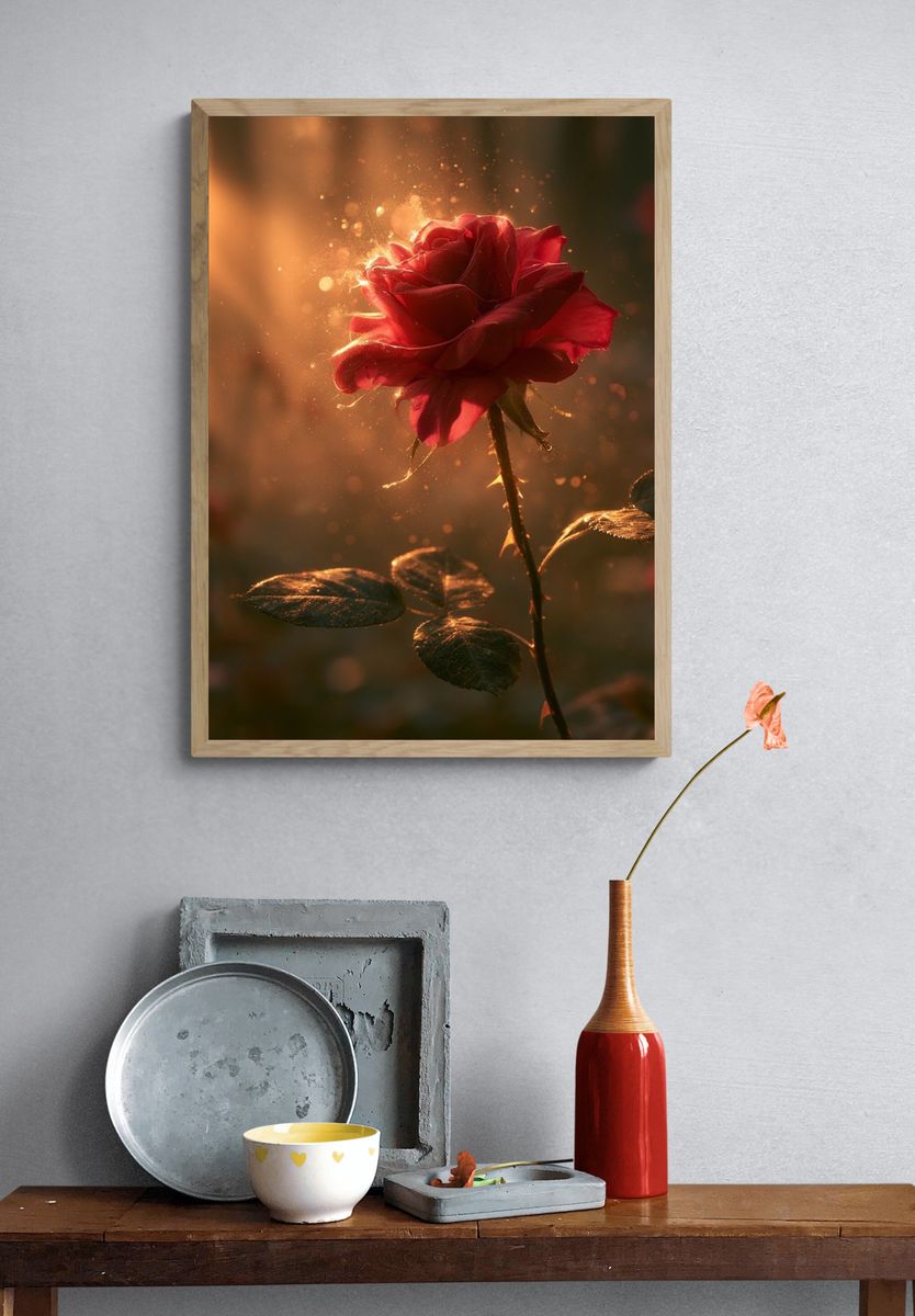 Golden Rose Bloom Poster. — room view 3