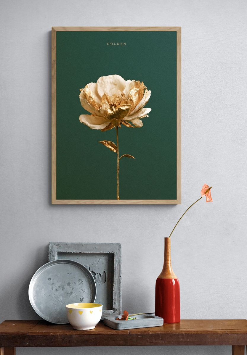 Golden Flower Botanical Print. — room view 3