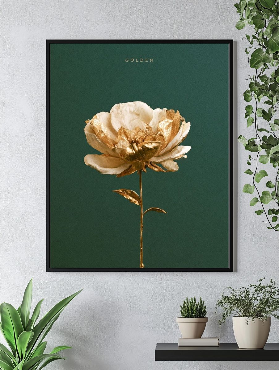 Golden Flower Botanical Print. — room view 4
