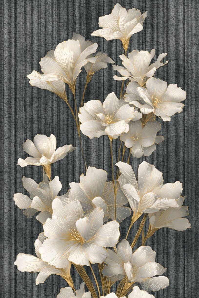White Floral Texture Illustration Poster. poster — botanical art