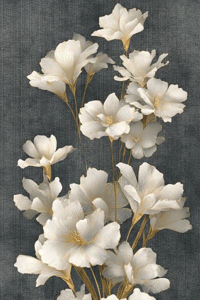 White Floral Texture Illustration Poster. poster