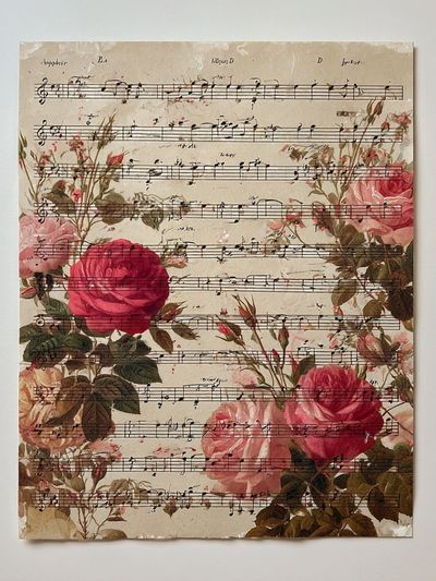 Floral Sheet Music Vintage Print. poster print