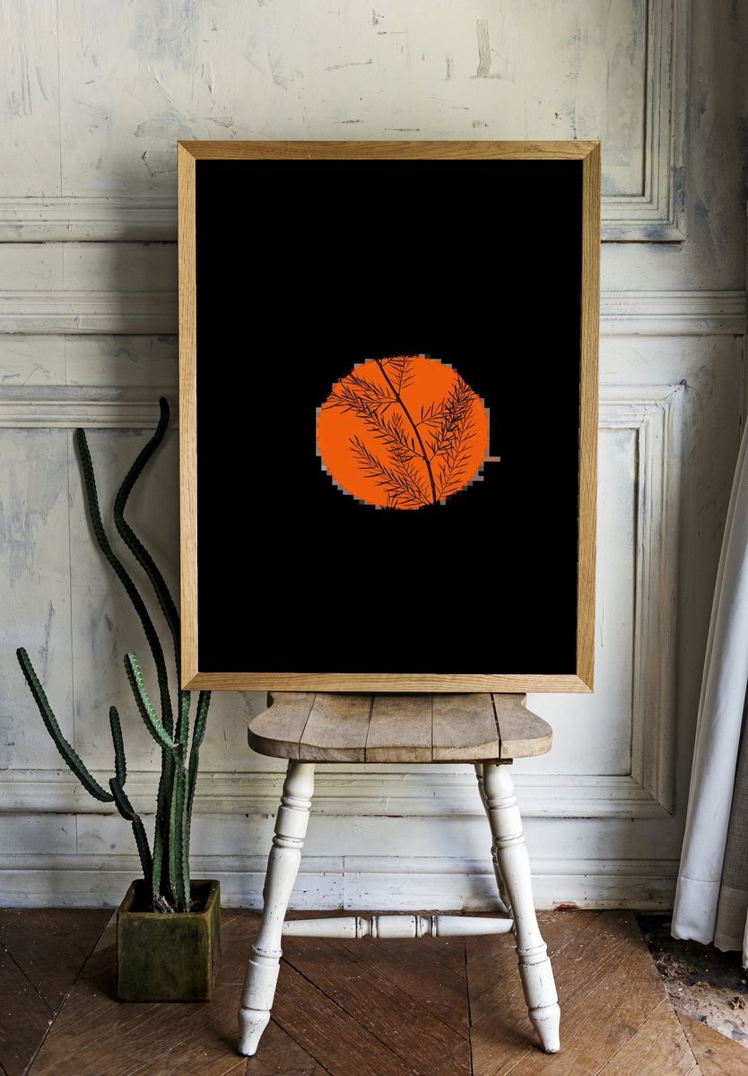 Blue Lotus Garden Illustration Poster. — room view 1