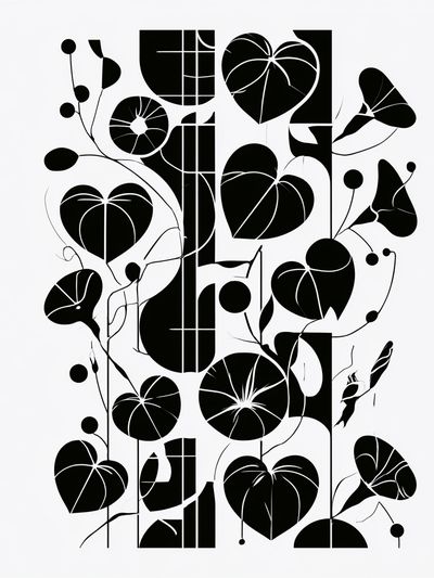 Abstract Botanical Black White Poster. poster