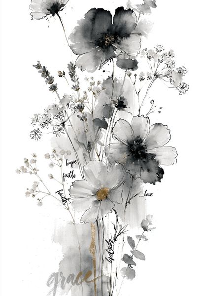 Graceful Wildflowers Typography Print. poster