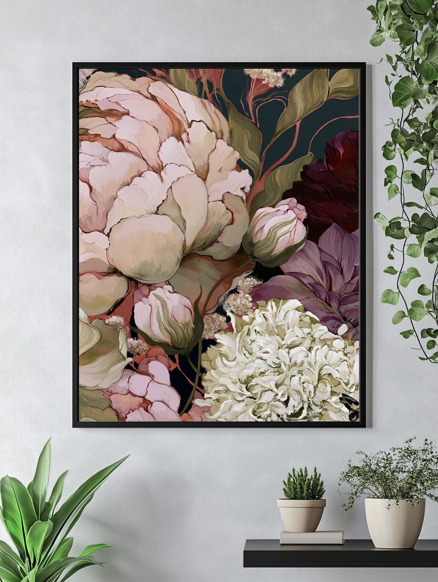 Peony Bloom Botanical Poster. — room view 4