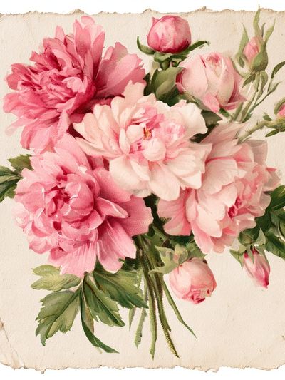 Pink Peony Bouquet Watercolor Print.