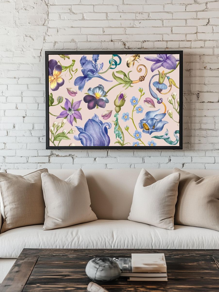 Botanical Watercolor Floral Poster room preview
