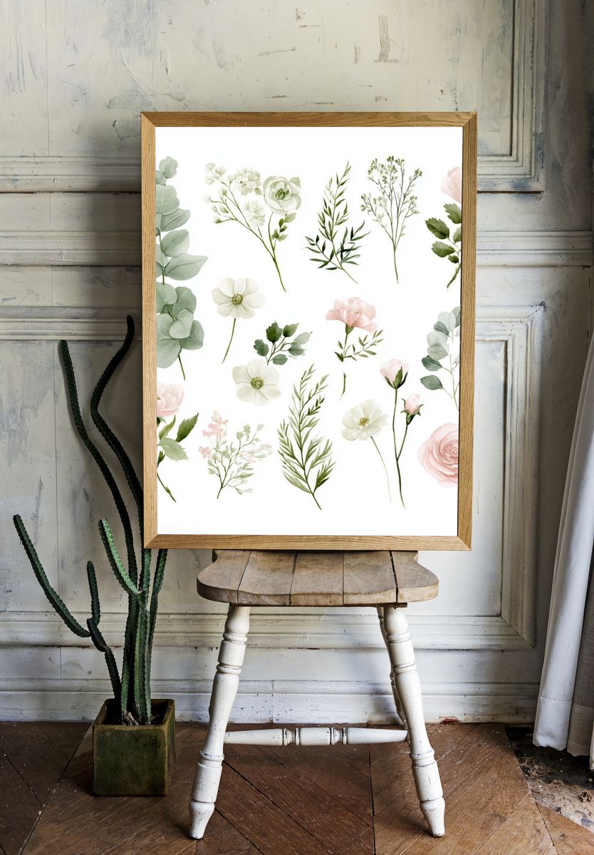 Cranberry Leaves Botanical Print. — room view 1