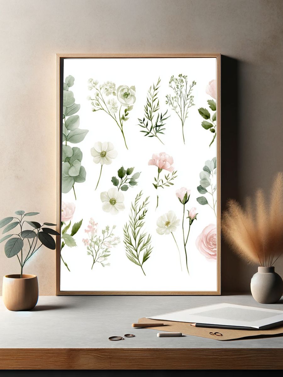 Cranberry Leaves Botanical Print. — room view 2