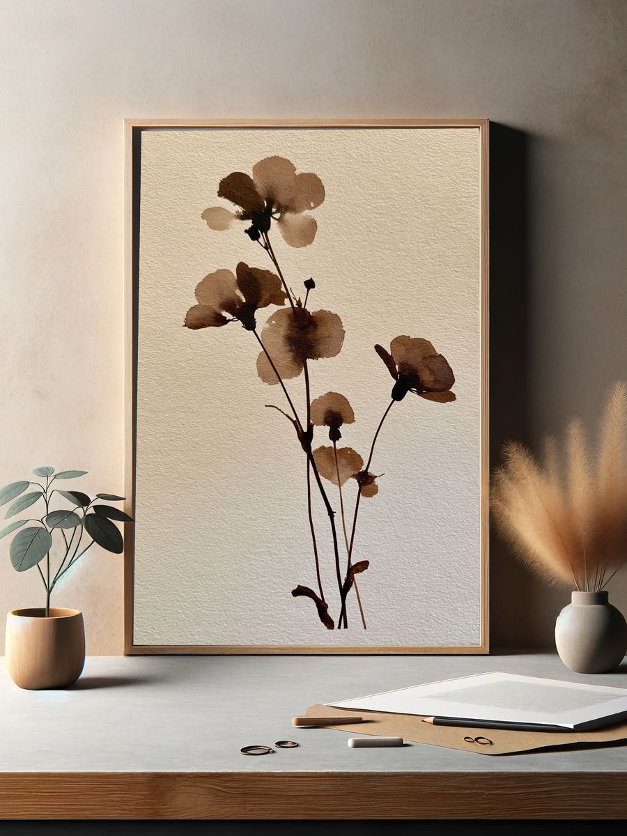 Pressed Botanical Silhouette Print. — room view 2