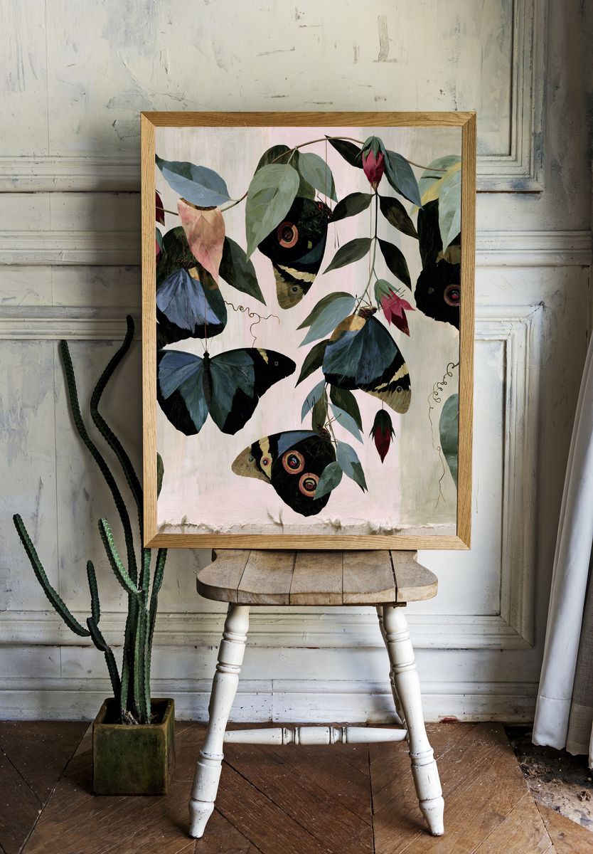 Butterfly Leaves Botanical Print. room preview