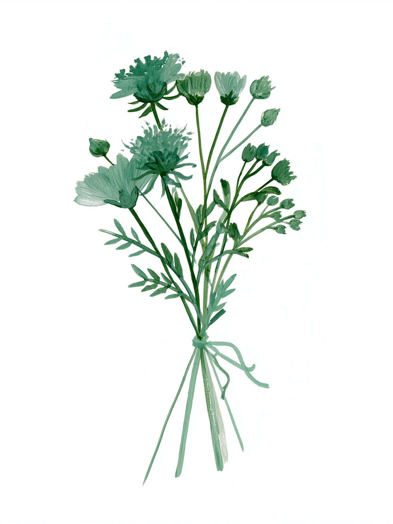 Green Wildflower Botanical Print. poster detail