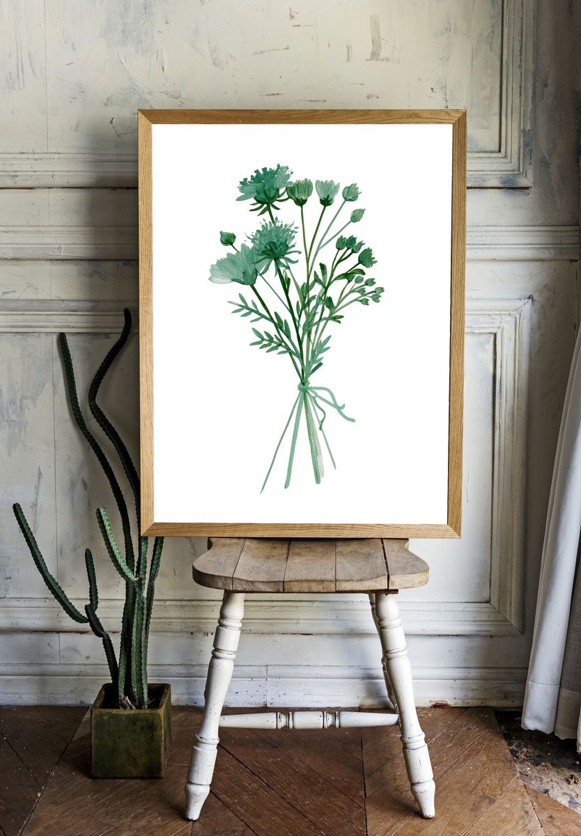 Green Wildflower Botanical Print. — room view 1