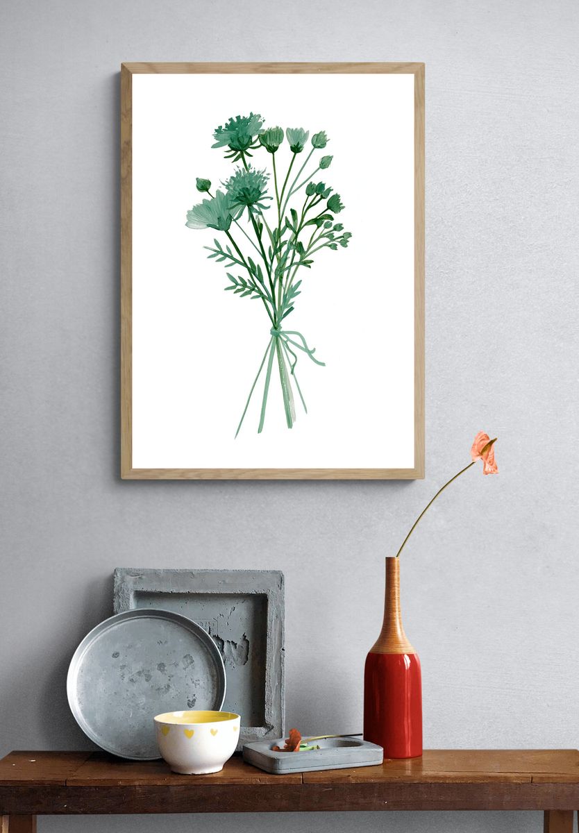 Green Wildflower Botanical Print. — room view 3